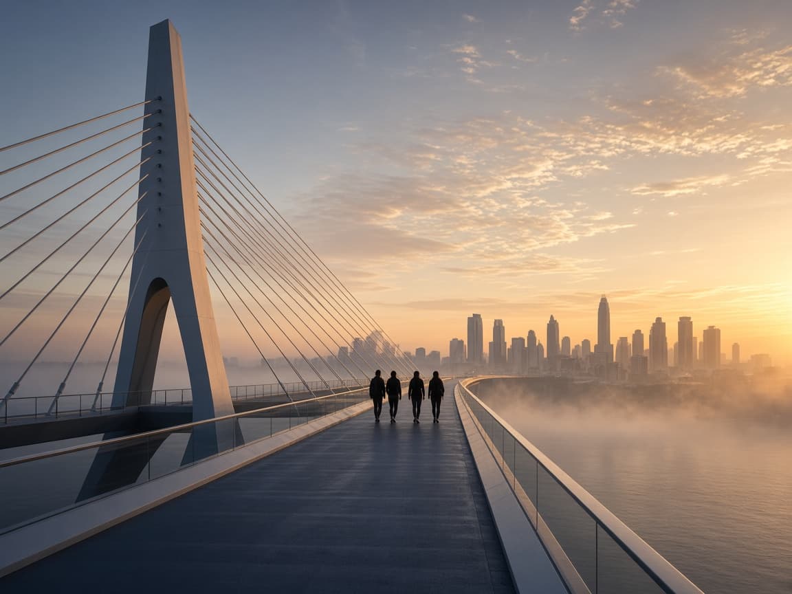 A bridge at sunrise — the crossing from degree to first job